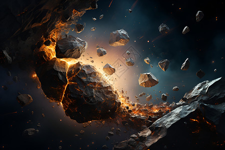 花生爆炸碎片宇宙中的陨石碎片设计图片