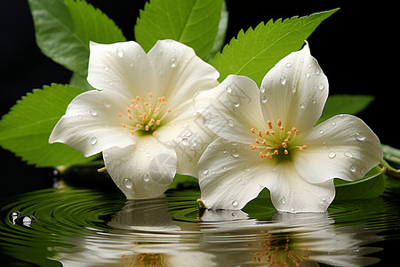 两朵白色百合花背景图片