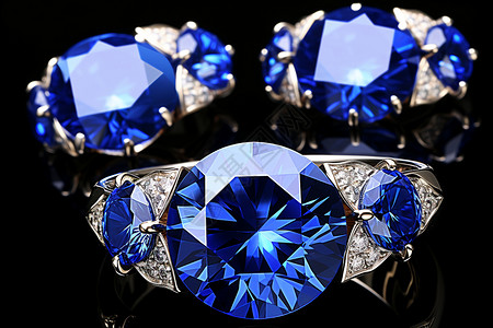 蓝宝石素材华丽蓝宝石钻戒背景