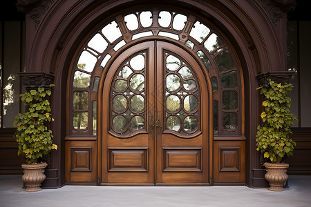 古典美轩的别墅建筑入户门高清图片