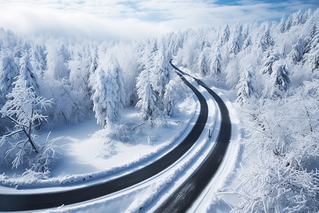 白雪中的公路背景图片