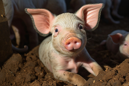乡村农业养殖的猪崽背景图片