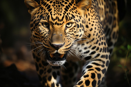 丛林行走的豹子背景图片