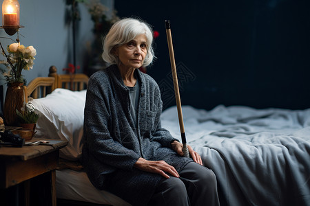 孤寂的老年女性高清图片