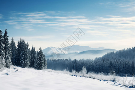 大雪覆盖的美景背景图片