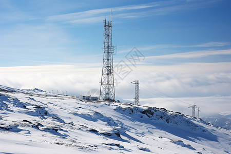 白色世界的无线电塔背景图片