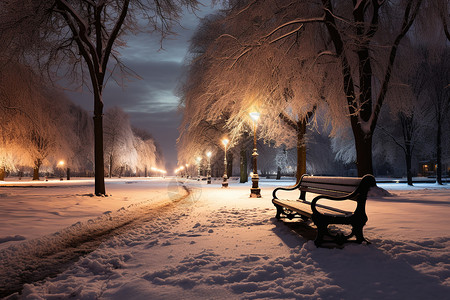 夜色雪景背景图片