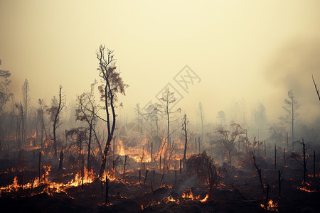 意外摔倒森林中的自然火灾灾难背景