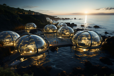 光球素材海洋中的灯光背景