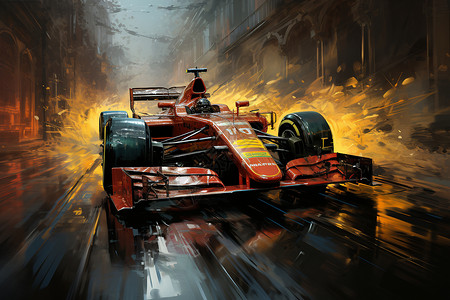 跑车速度与激情夜幕中的赛车插画