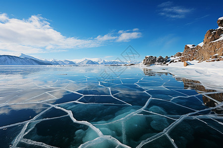 冻结的贝加尔湖背景图片