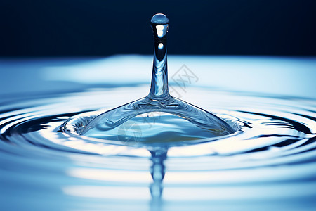 蓝色表面上的水滴背景图片