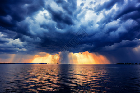 暴风雨来临前的湖面背景图片