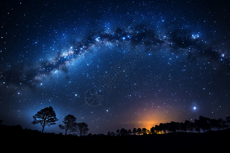 唯美宇宙星系星光闪耀的夜空背景