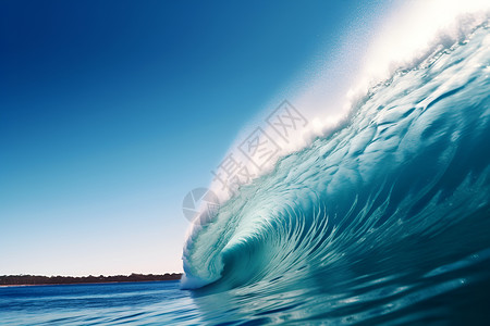 冲浪者身后的海浪背景图片