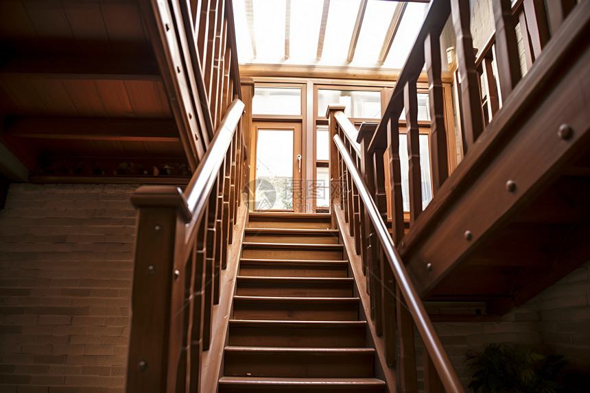 木质建筑的楼梯图片