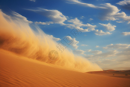 沙尘、沙尘飞扬的大沙丘背景