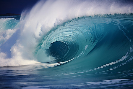 翻涌海中蔚蓝的巨浪背景