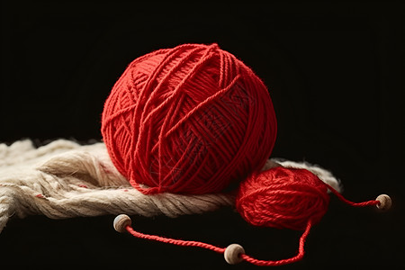 红色的线团毛线团纠缠高清图片