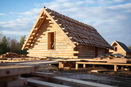 建造中的木屋高清图片