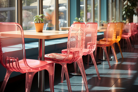 塑料桌椅的近景照片舒适与细节的完美呈现背景