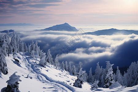 冬日山脉的静谧之美背景图片