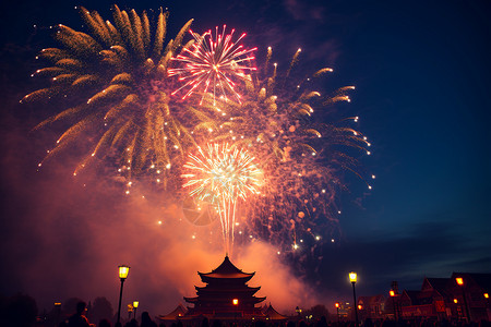 夜晚烟花盛宴背景图片