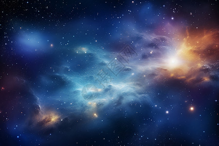 星云簇拥下的宇宙奇观背景图片