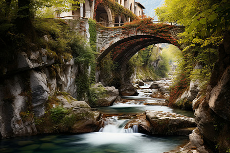 拱桥下的河流背景图片