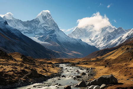 雪山与山谷背景图片