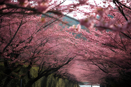 樱花随风飘舞背景