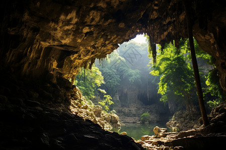 神秘山洞神秘的石钟乳洞背景