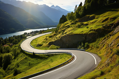 山林公路山谷间的公路背景