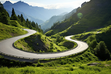 山林公路曲折的山谷公路背景