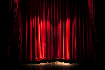 红色帘幕上的光束背景图片