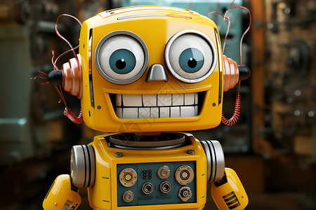 智能玩具可爱的黄色机器人设计图片