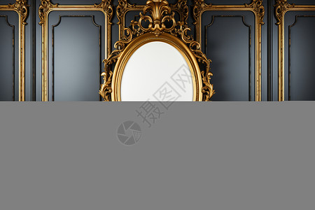 金黑的素材黑壁金框古董家具背景