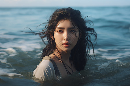 水中游泳的女孩背景图片