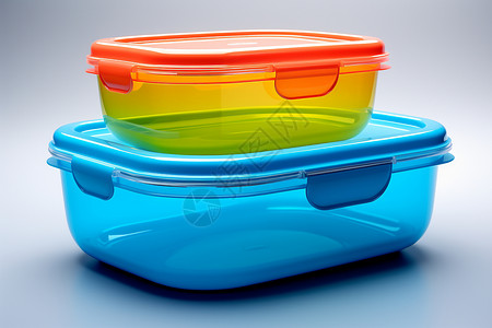 塑料盒子素材透明蓝色储物盒背景