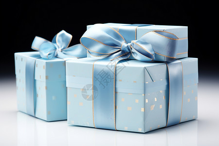 一个闪亮的蓝色礼物盒背景图片