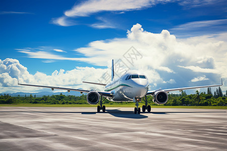 机场跑道的飞机背景图片