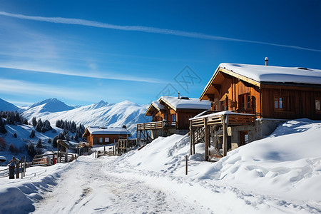 安静冬日中的山村背景图片