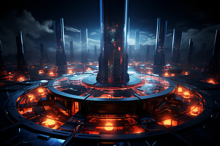 未来空间站之城背景图片