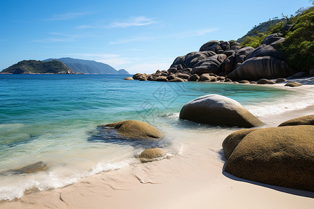 夏季度假海滩的美丽景观背景图片