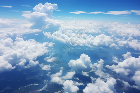 高空俯瞰云海飞翔的美丽景观背景图片