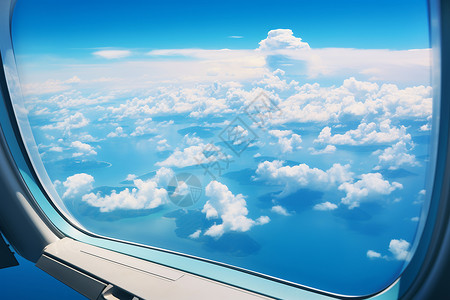 飞机窗外的美丽天空景观背景图片