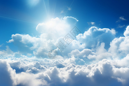 阳光穿梭云层的美丽景观背景图片