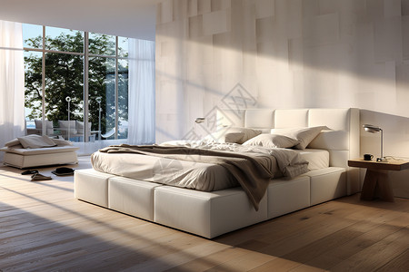温暖现代的卧室背景图片