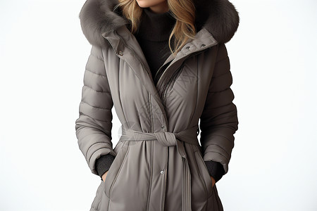 冬季时尚女士灰色大衣背景图片