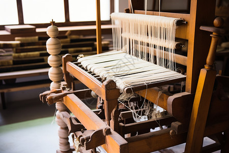 手工艺品工作室中的丝网织机背景
